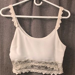 White Lacey cropped tank